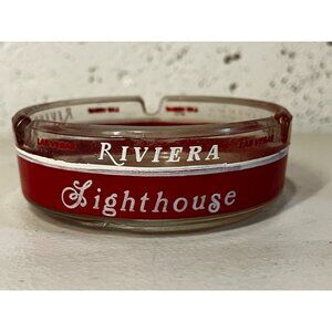 Vintage Las Vegas Ashtray Riviera Hotel Casino Lighthouse Cafe Noir 3” Red
